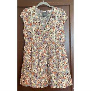 Anthropologie Vanessa Virginia Womens Floral Beige Tunic Dress